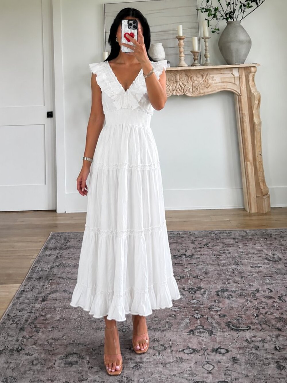 Caroline Constas Ruffle Maxi Dress NWT Romantic Tiered White Size Large